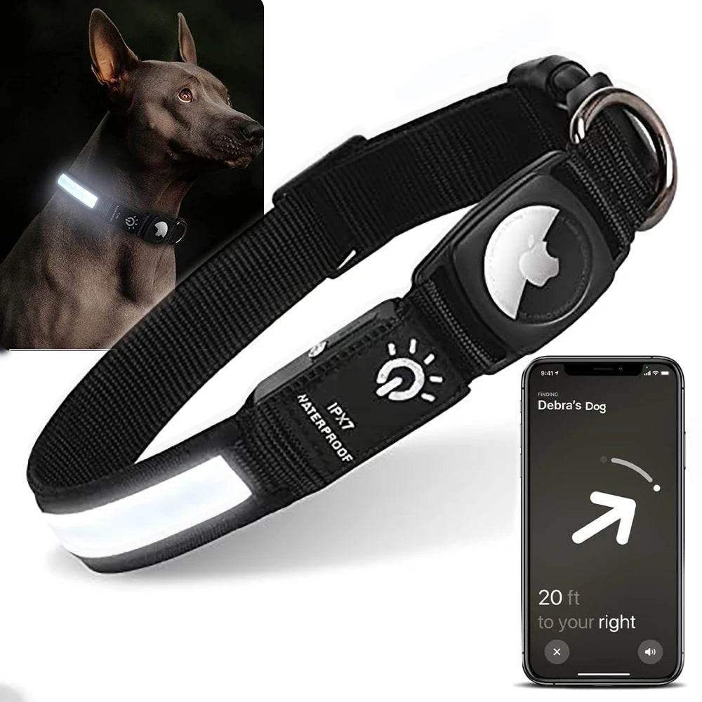 New Smart LED Dog Collar with AirTag Holder