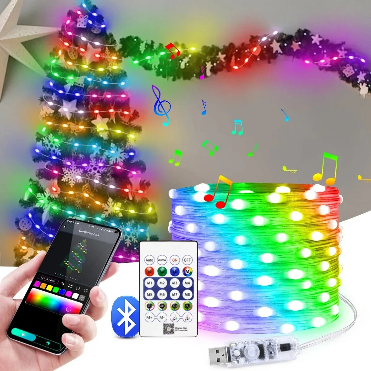 the best RGBIC Christmas Bluetooth String Lights
