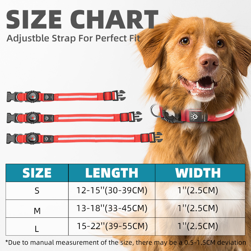 New Smart LED Dog Collar with AirTag Holder