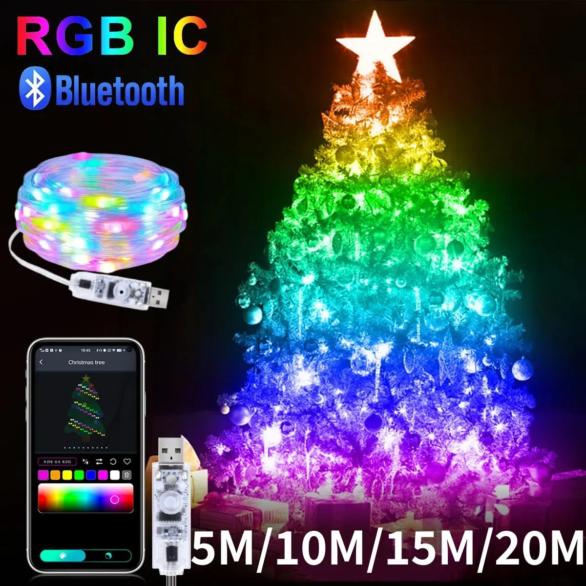 the best RGBIC Christmas Bluetooth String Lights