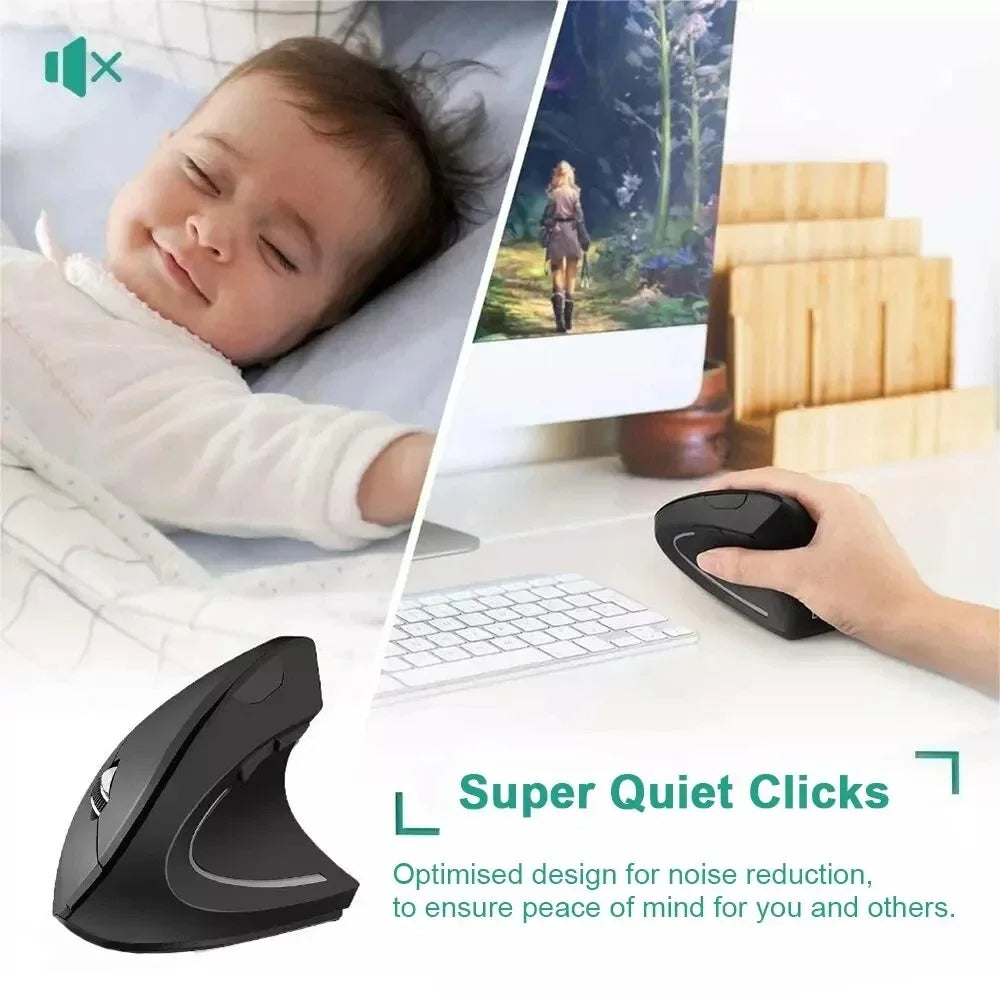Vertical Ergonomic 2.4GHz Wireless Mouse with Nano USB receiver