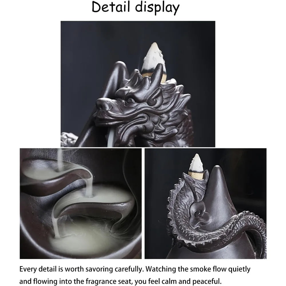 Ceramic Dragon Backflow Incense Burner Set
