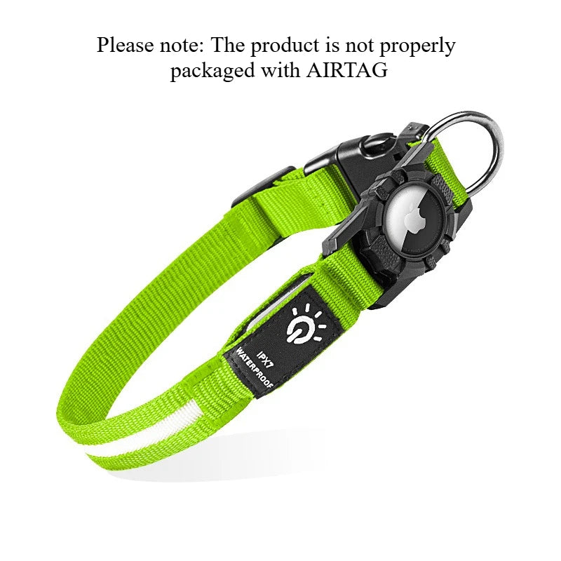 New Smart LED Dog Collar with AirTag Holder