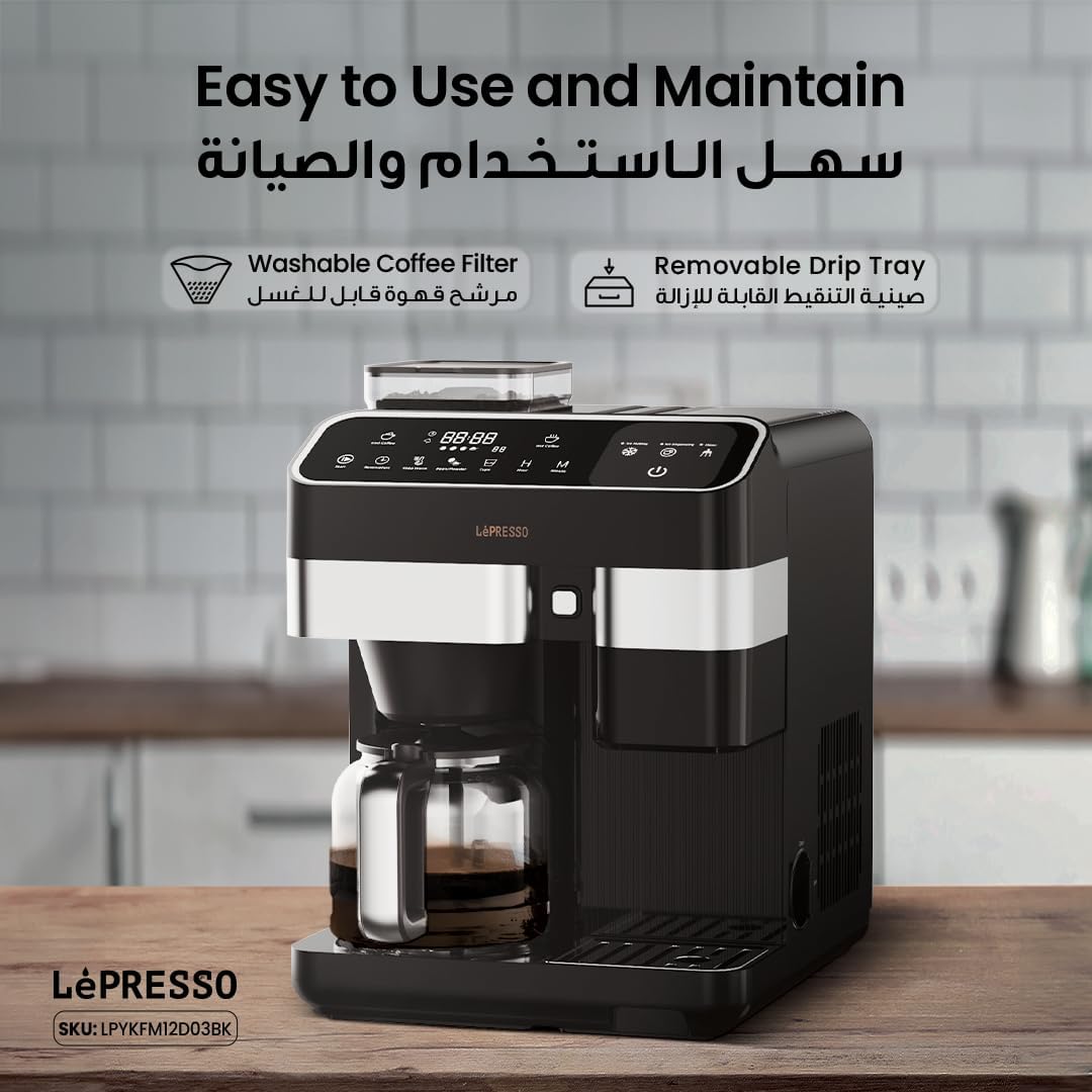 LePresso Automatic Coffee & Ice Maker: Grinder, Hot & Cold Brew, Touch Control