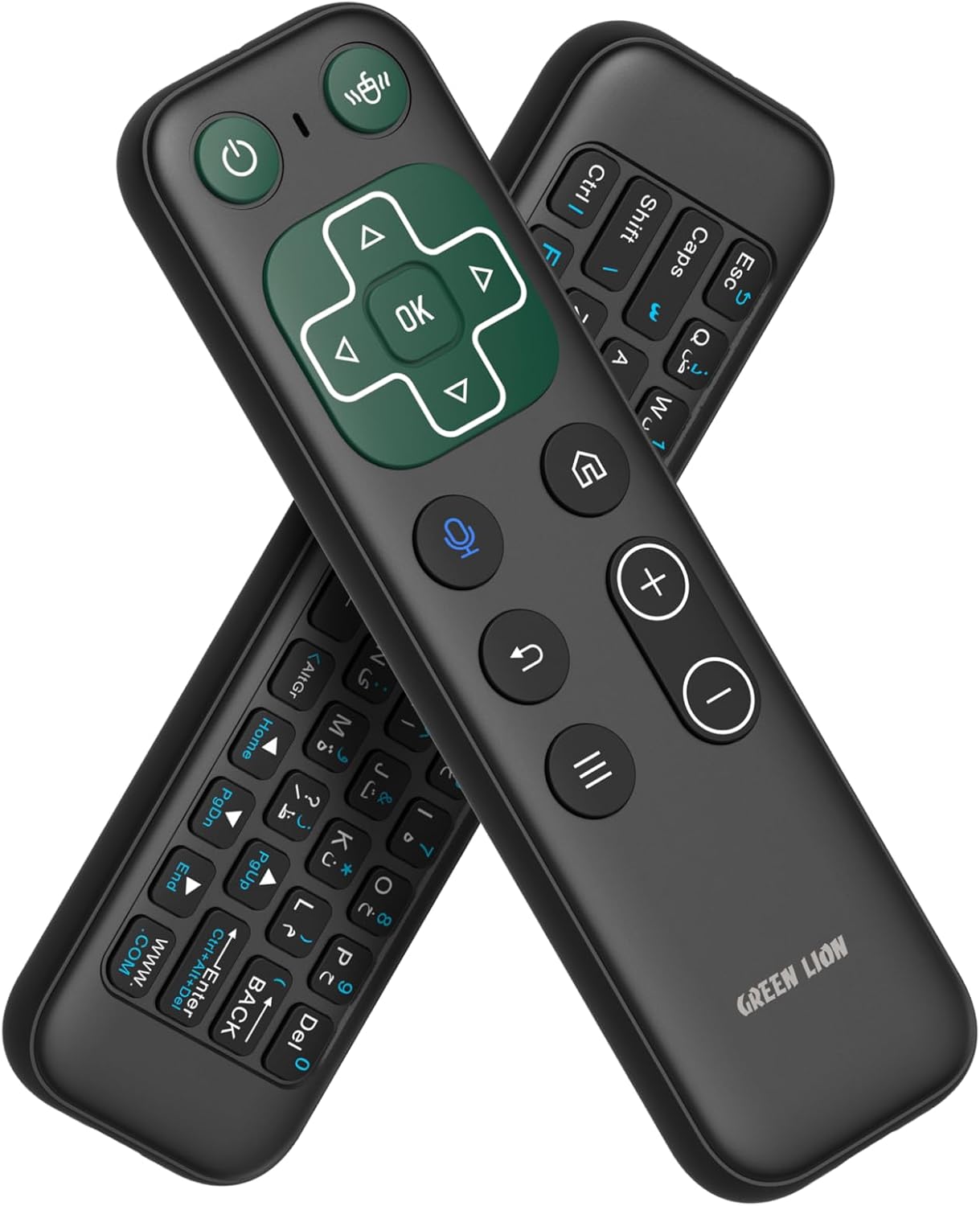 Green Lion Wireless Remote, Universal Remote Control, 2.4g Remote Control with Air Mouse, Mini Keyboard with 58 Keys, 34h Working Time, Type-C Rechargeable Remote, IR remote, Voice Assistant