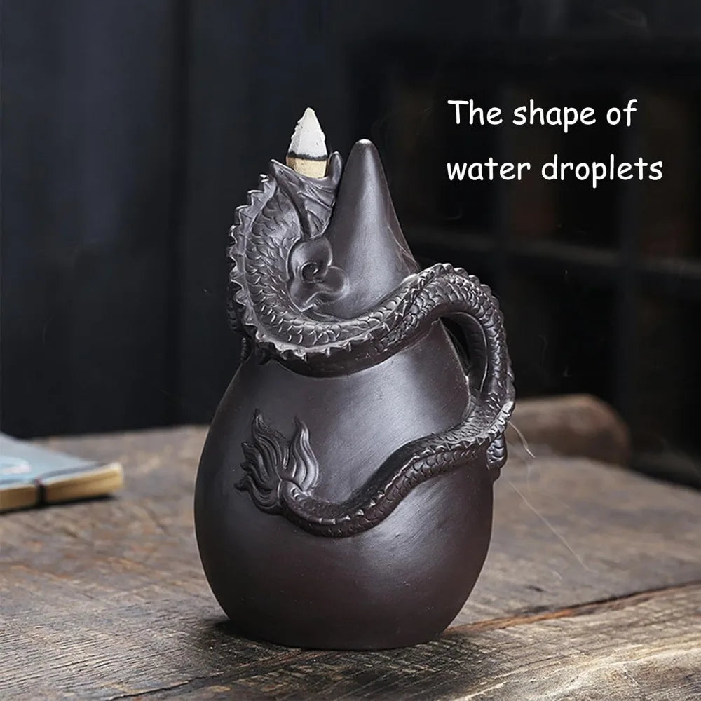 Ceramic Dragon Backflow Incense Burner Set