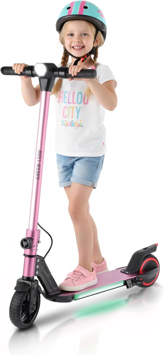 Green Lion GBK-KIDS Foldable Electric Scooter with Built-in Speaker, 130W Motor, Top Speed 16Km/H, Max 8Km Ranges, Powerful Head Light & Digital Display, Foldable E Scooter for Kids