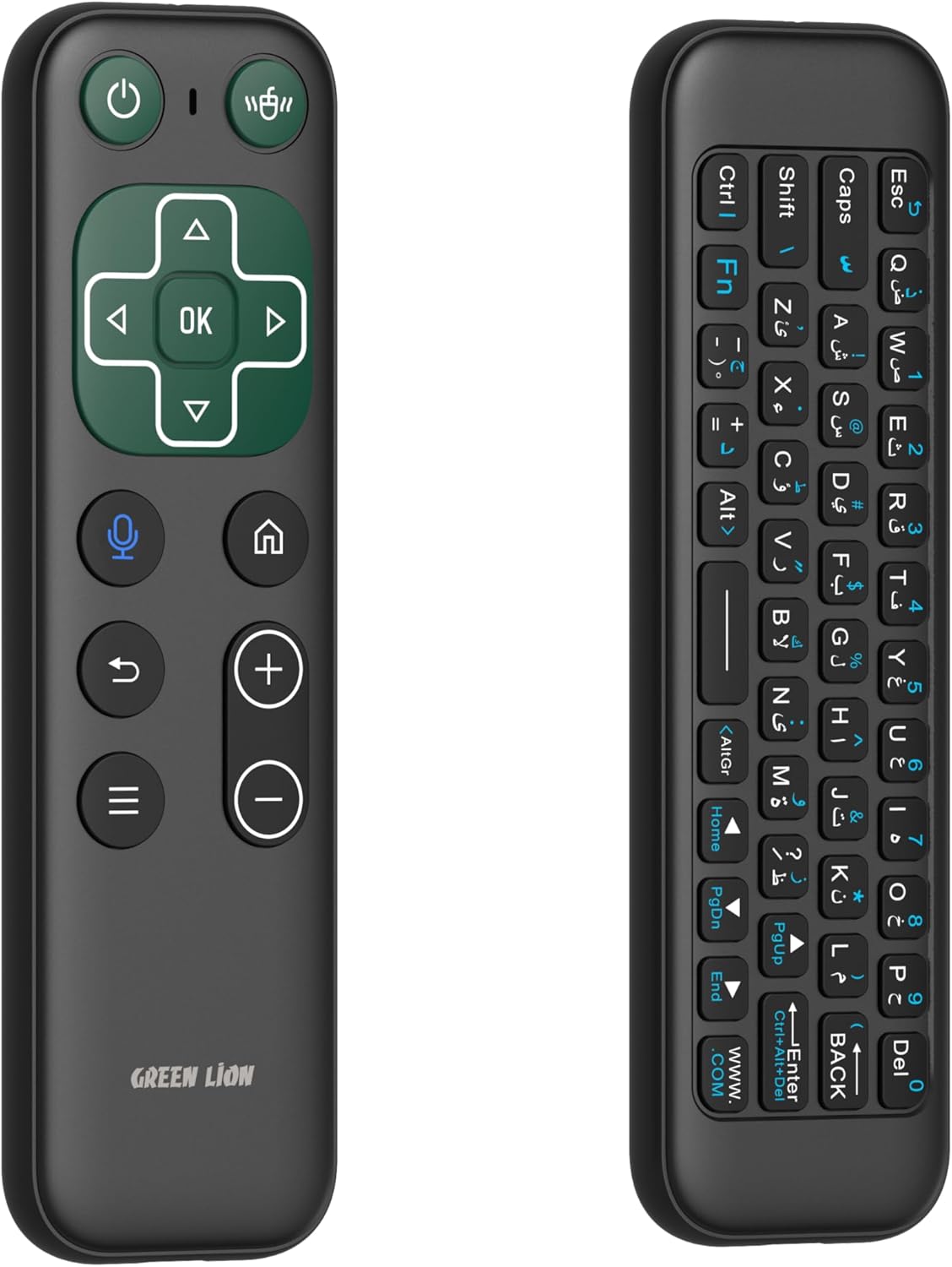 Green Lion Wireless Remote, Universal Remote Control, 2.4g Remote Control with Air Mouse, Mini Keyboard with 58 Keys, 34h Working Time, Type-C Rechargeable Remote, IR remote, Voice Assistant
