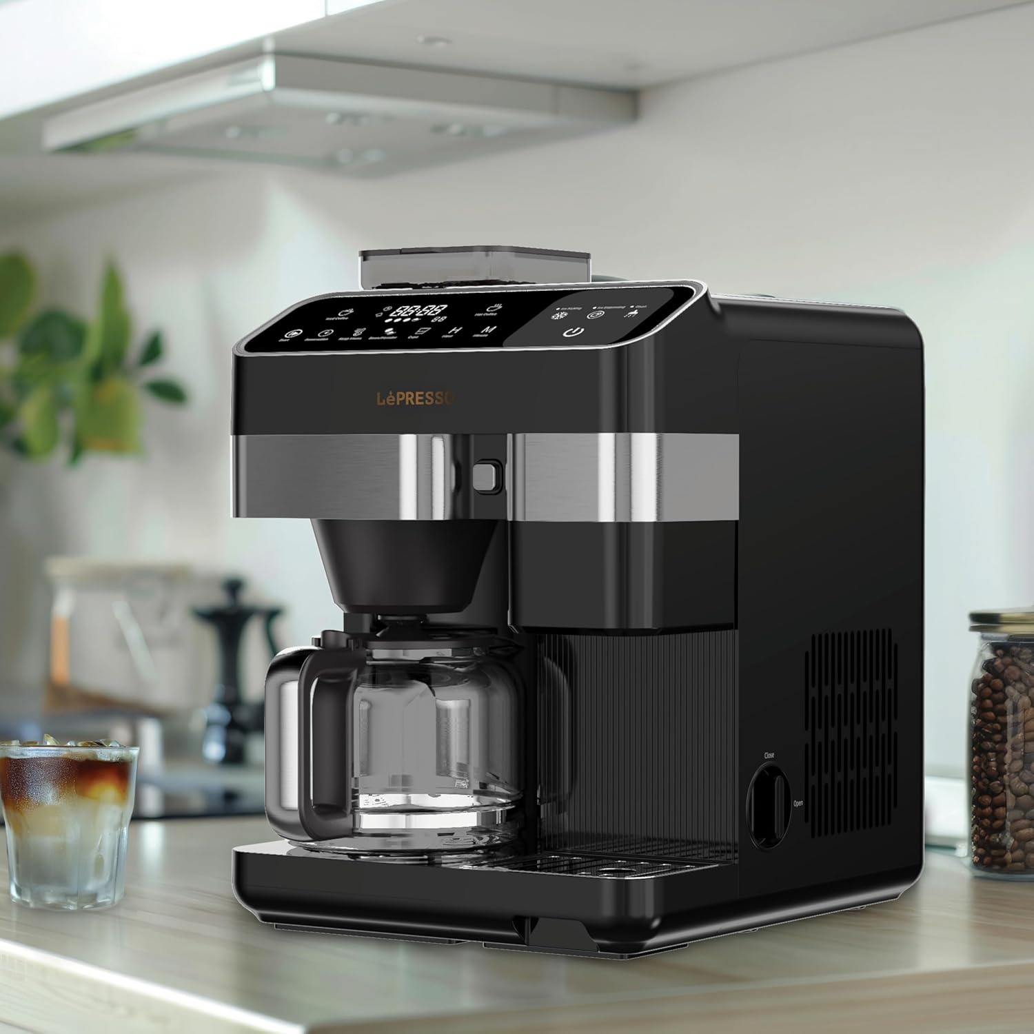 LePresso Automatic Coffee & Ice Maker: Grinder, Hot & Cold Brew, Touch Control
