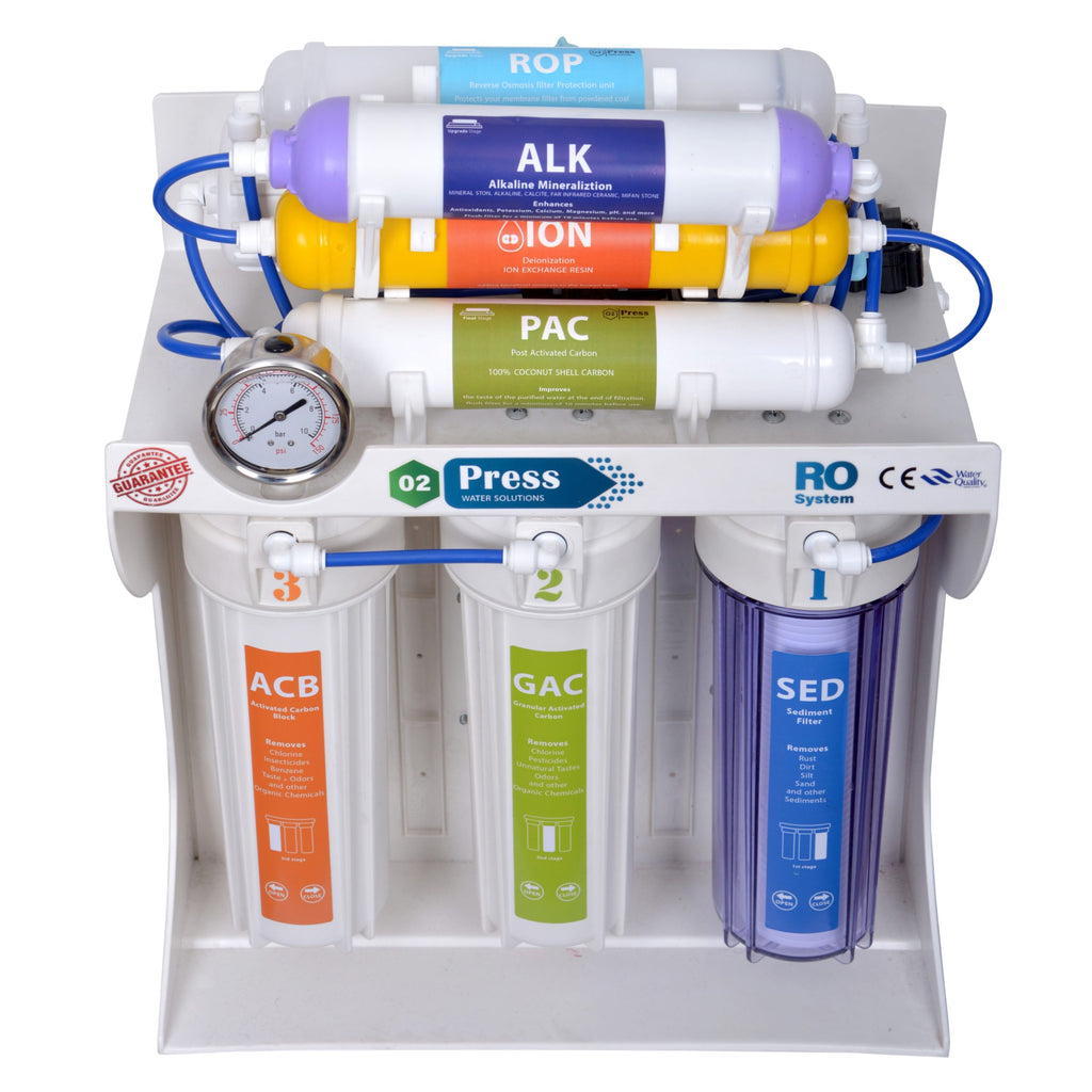 O2press 8-Stage Alkaline RO Water Purifier System with Membrane Protection