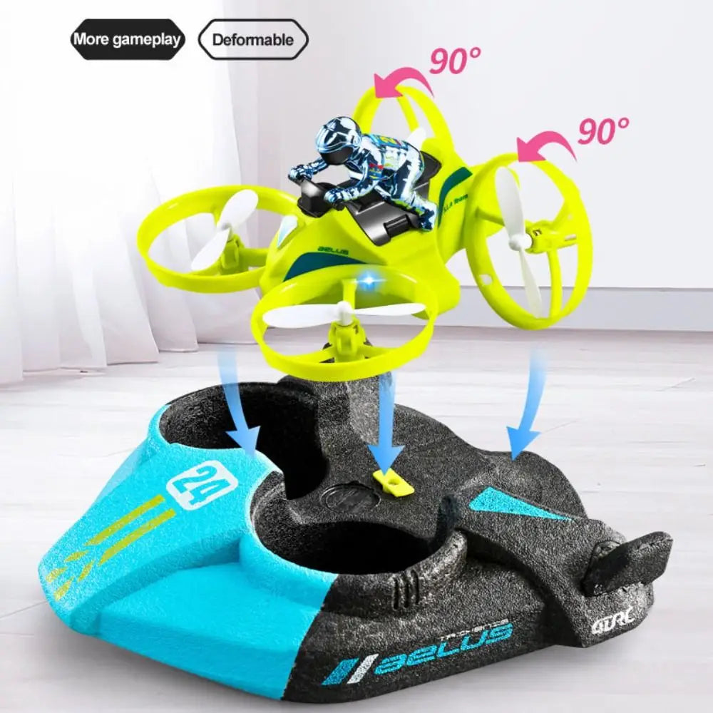 3-in-1 Mini RC Drone terrain quadcopter, hovercraft, and boat in one