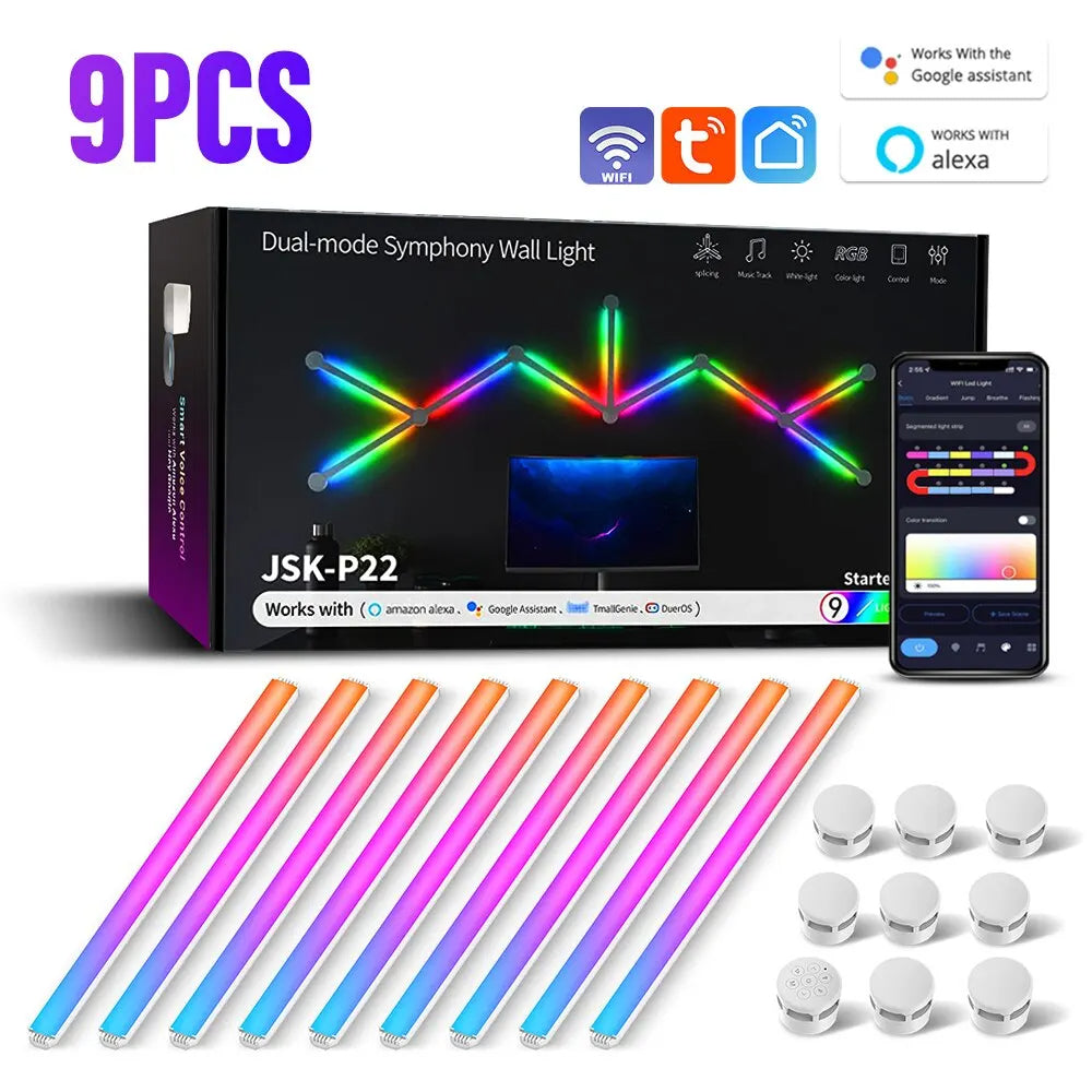 Decorative Smart WIFI LED Wall Light Bar Lamp RGBIC