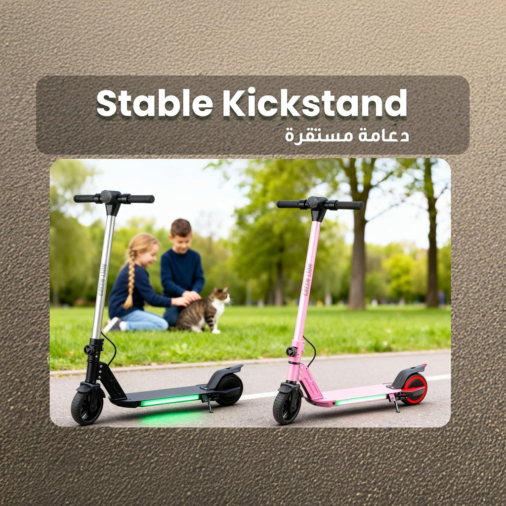 Green Lion GBK-KIDS Foldable Electric Scooter with Built-in Speaker, 130W Motor, Top Speed 16Km/H, Max 8Km Ranges, Powerful Head Light & Digital Display, Foldable E Scooter for Kids