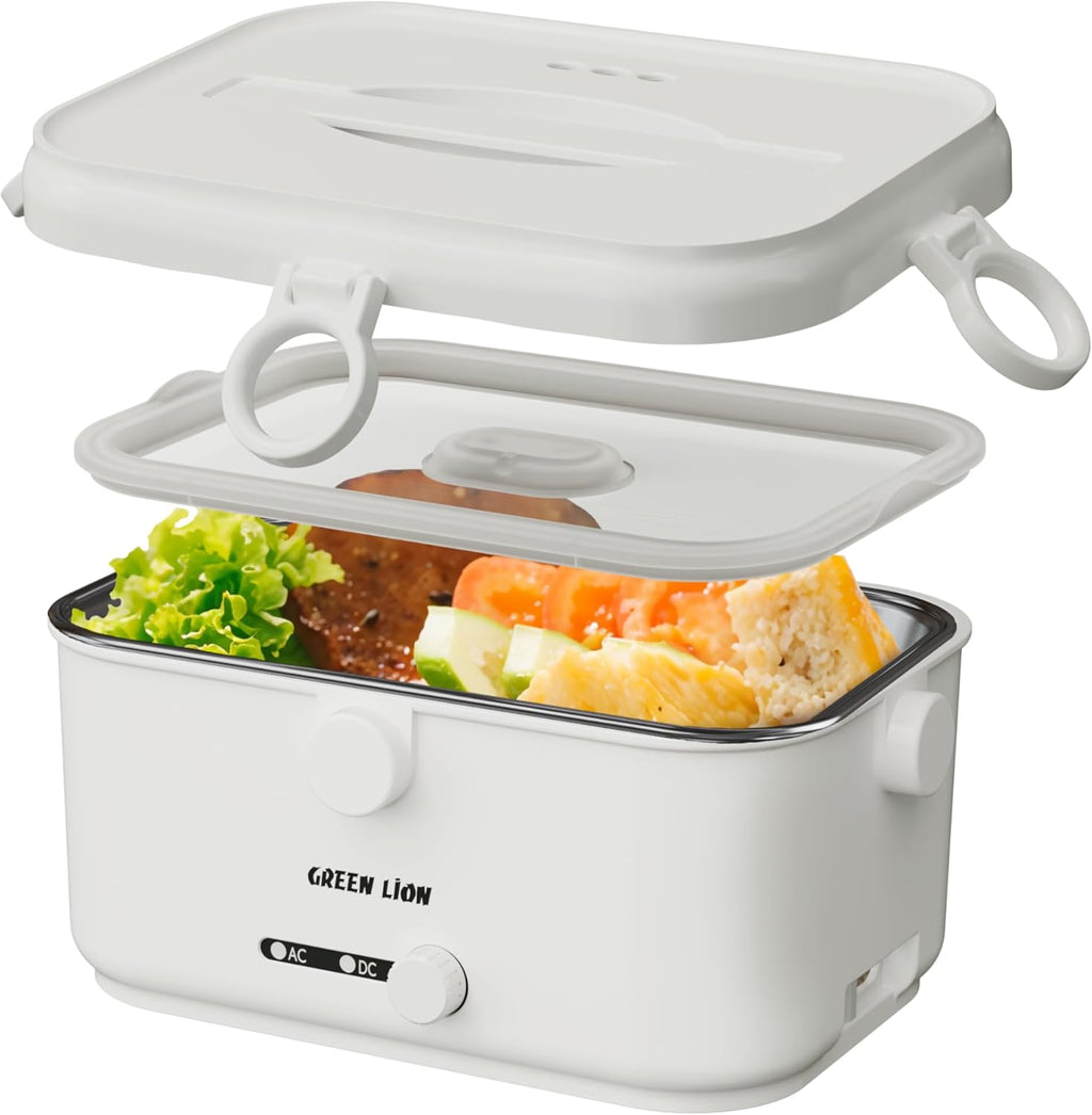 Green Lion Electric Lunch Box with Removable Inner Container, 1.8L Capacity, 30-90°C Temp Control, BPA-Free, Insulated Carry Bag Included, Portable Cordless Food Warmer for Adults & Kids