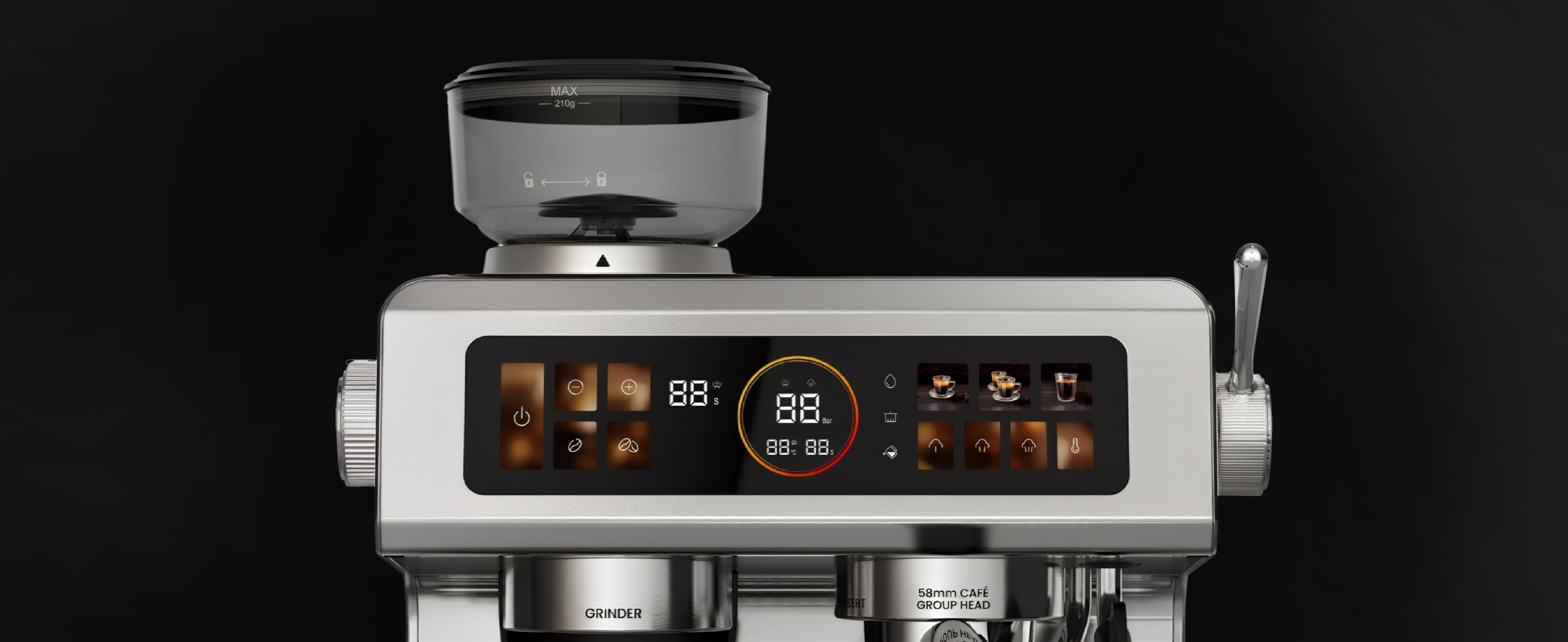 LePresso Semi-Automatic Espresso Machine: 2950W, Dual Boiler, Adjustable Grind, Silver