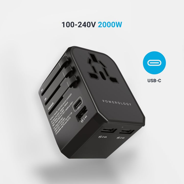 Powerology 45W USB-C PD Universal Travel Charger: Multi-Port Fast Charging Solution