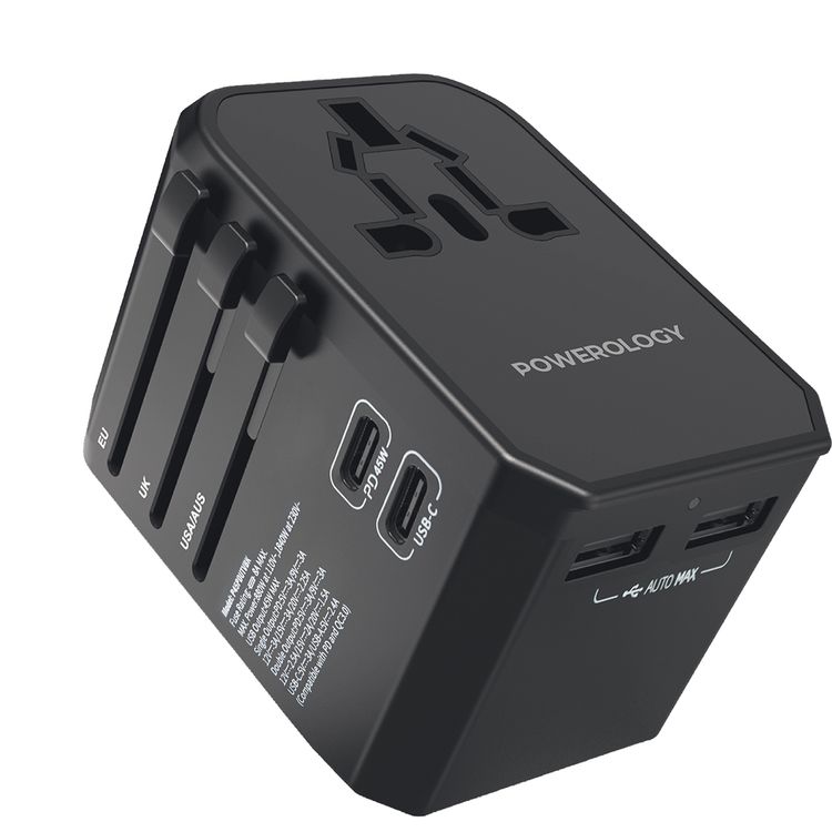 Powerology 45W USB-C PD Universal Travel Charger: Multi-Port Fast Charging Solution