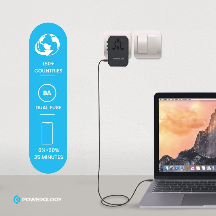 Powerology 45W USB-C PD Universal Travel Charger: Multi-Port Fast Charging Solution