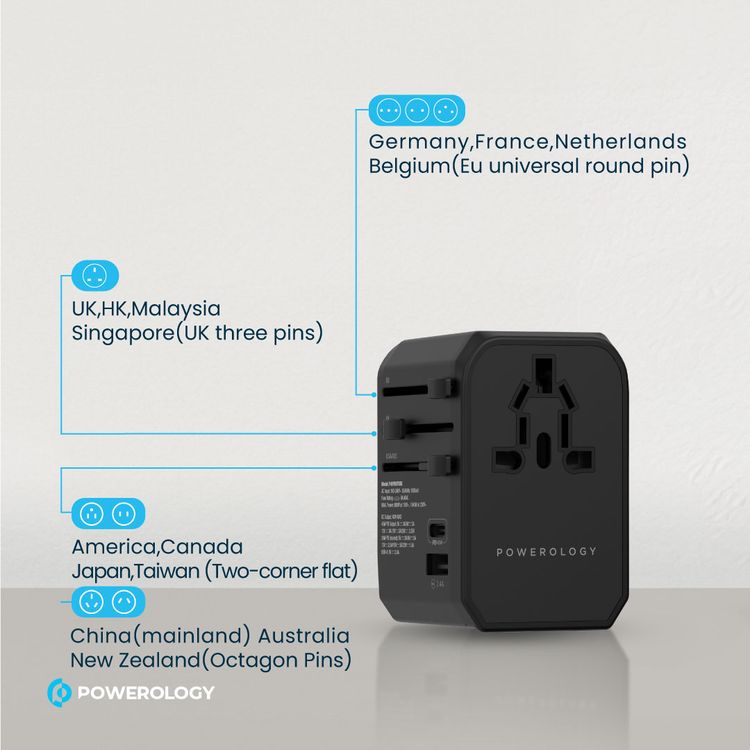 Powerology 45W USB-C PD Universal Travel Charger: Multi-Port Fast Charging Solution