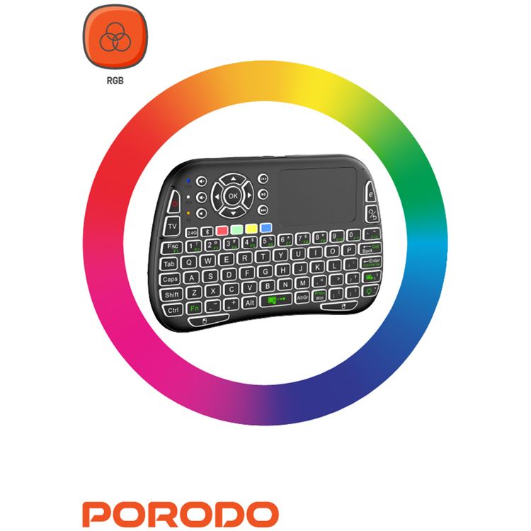 Porodo Wireless Gaming Keyboard Mouse Combo, 84 Keys, 10m Bluetooth Range, Black