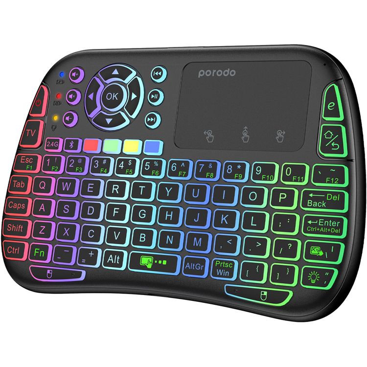 Porodo Wireless Gaming Keyboard Mouse Combo, 84 Keys, 10m Bluetooth Range, Black