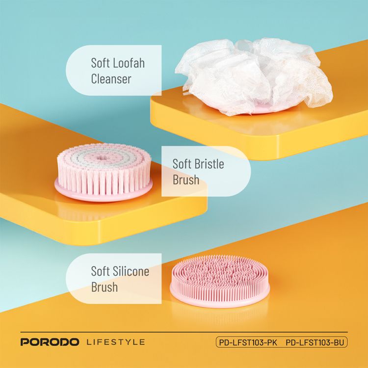 Porodo Lifestyle Kids Electric Bath Brush - Soft Silicone, 2-Speed, Type-C, Pink