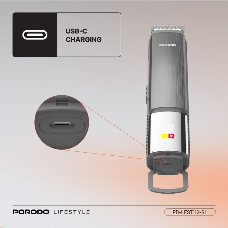 Porodo Lifestyle 14-in-1 Waterproof Trimming Kit: Cordless Grooming, USB-C Charging