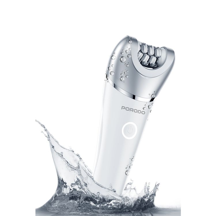 Porodo Lifestyle Waterproof Face & Body Epilator with 8 Heads, 5800RPM, White