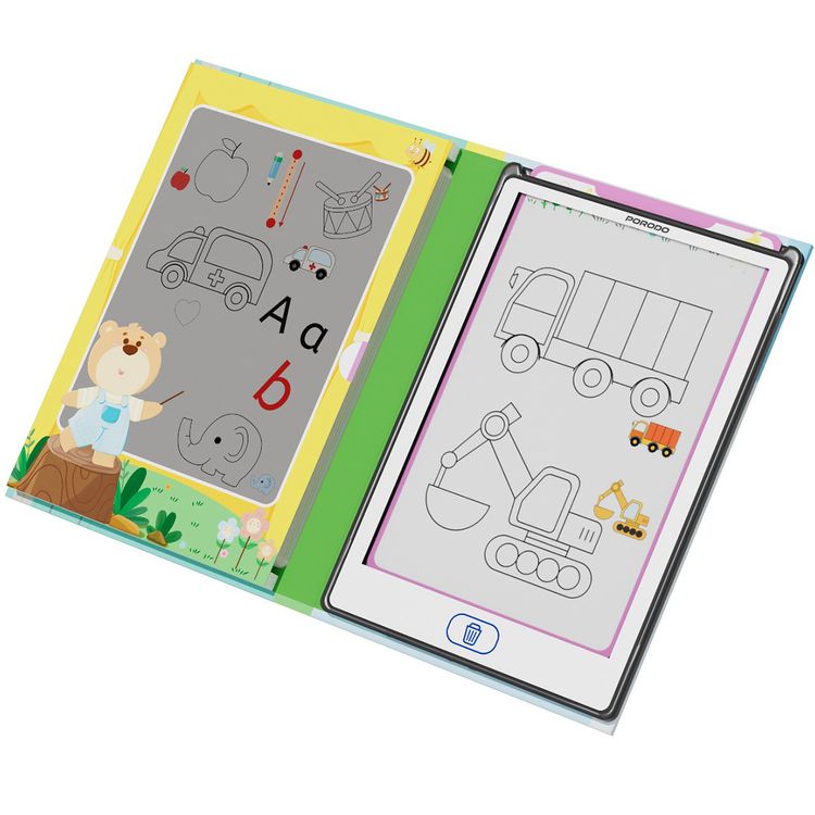 Porodo Kids LCD Writing Tablet: 8.5-inch Transparent Screen, Erasing Button, One-Key Lock