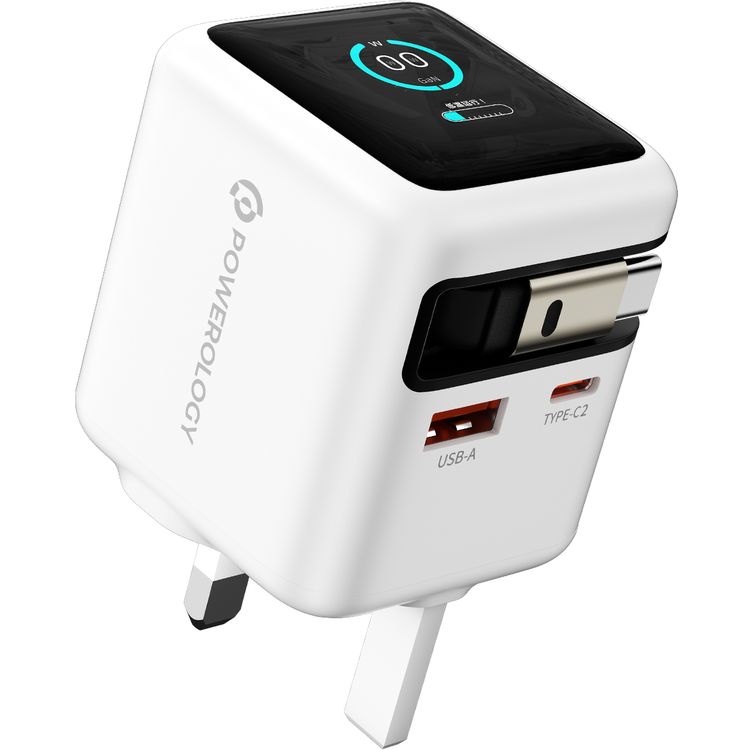 Powerology Halo Dual-Port GaN Charger: 70W Fast Charging with Cable
