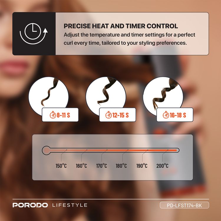 Porodo Automatic Cordless Hair Curler: Dual Barrel, Fast Heat, Precise Styling