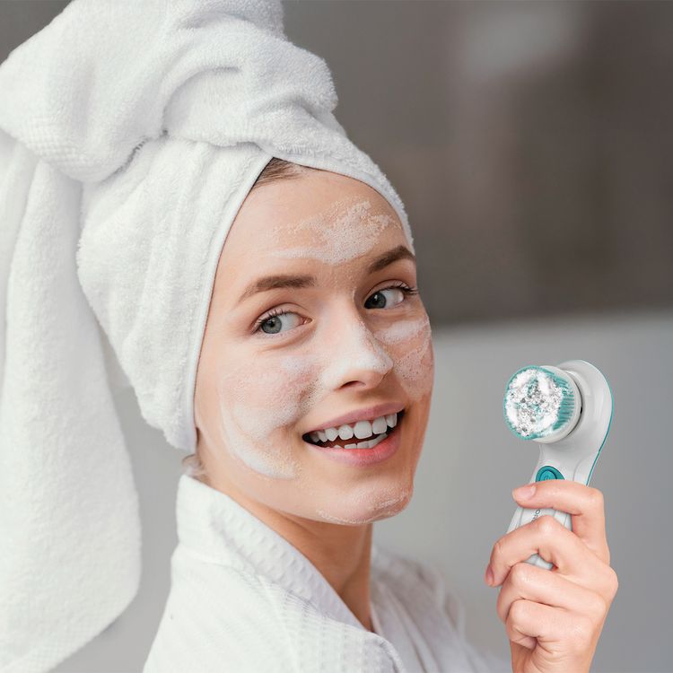 Porodo 4-in-1 Facial Cleansing Brush: 2 Speeds, 360° Rotation, IPX6 Water-Resistant