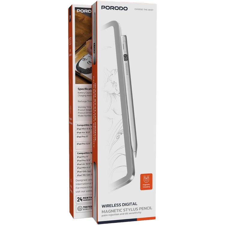 Porodo Magnetic Active Stylus Pen iPad: Precision, Wireless Charging, Long Battery Life