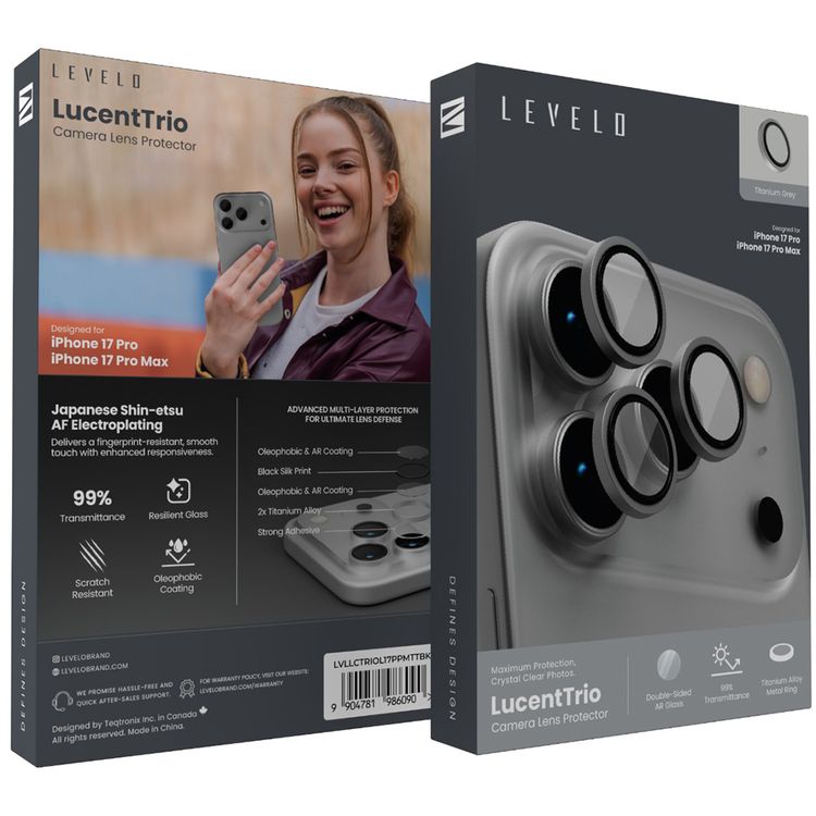 Levelo LucentTrio iPhone 17 Pro Max Camera Lens Protector with 99% Transmittance