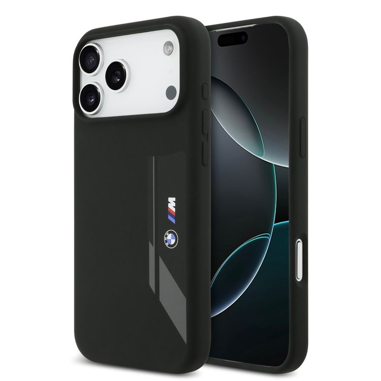 BMW MagSafe Liquid Silicone Case for iPhone 17 Pro - Black, Vertical Logo Protection