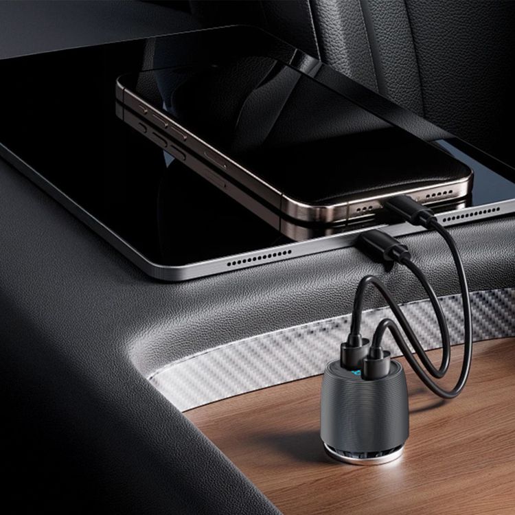 Powerology Velox 66W Dual-Port USB-C Car Charger Fast Charging Adapter