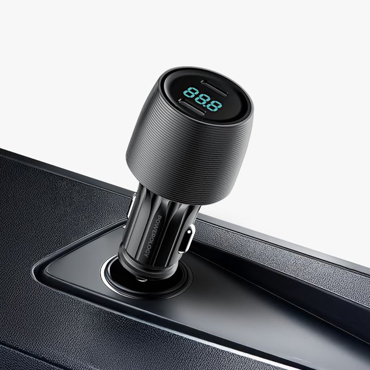 Powerology Velox 66W Dual-Port USB-C Car Charger Fast Charging Adapter
