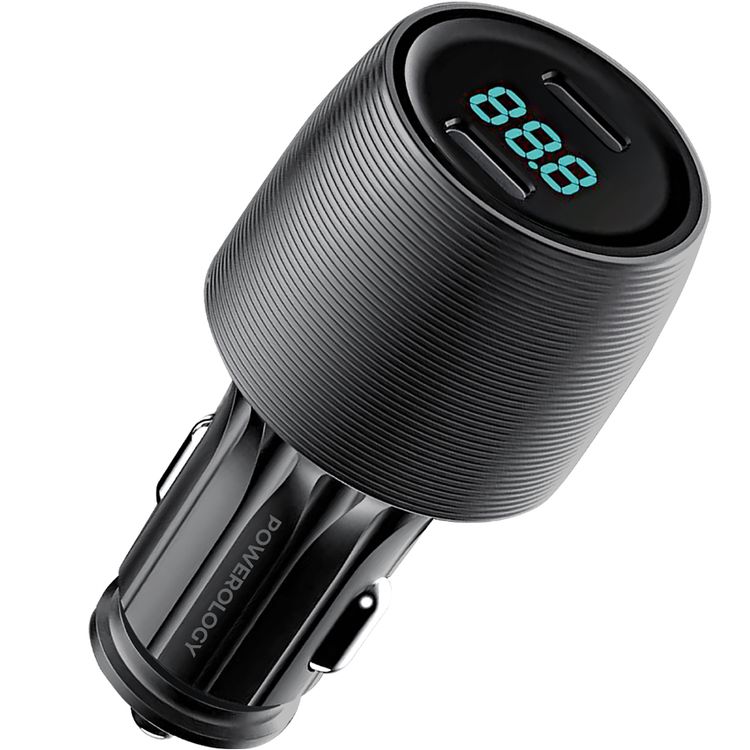 Powerology Velox 66W Dual-Port USB-C Car Charger Fast Charging Adapter
