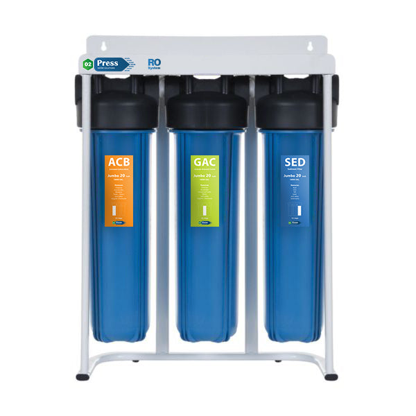 O2press Jumbo 3-Stage Whole House Water Filtration System Blue OPJ-3s