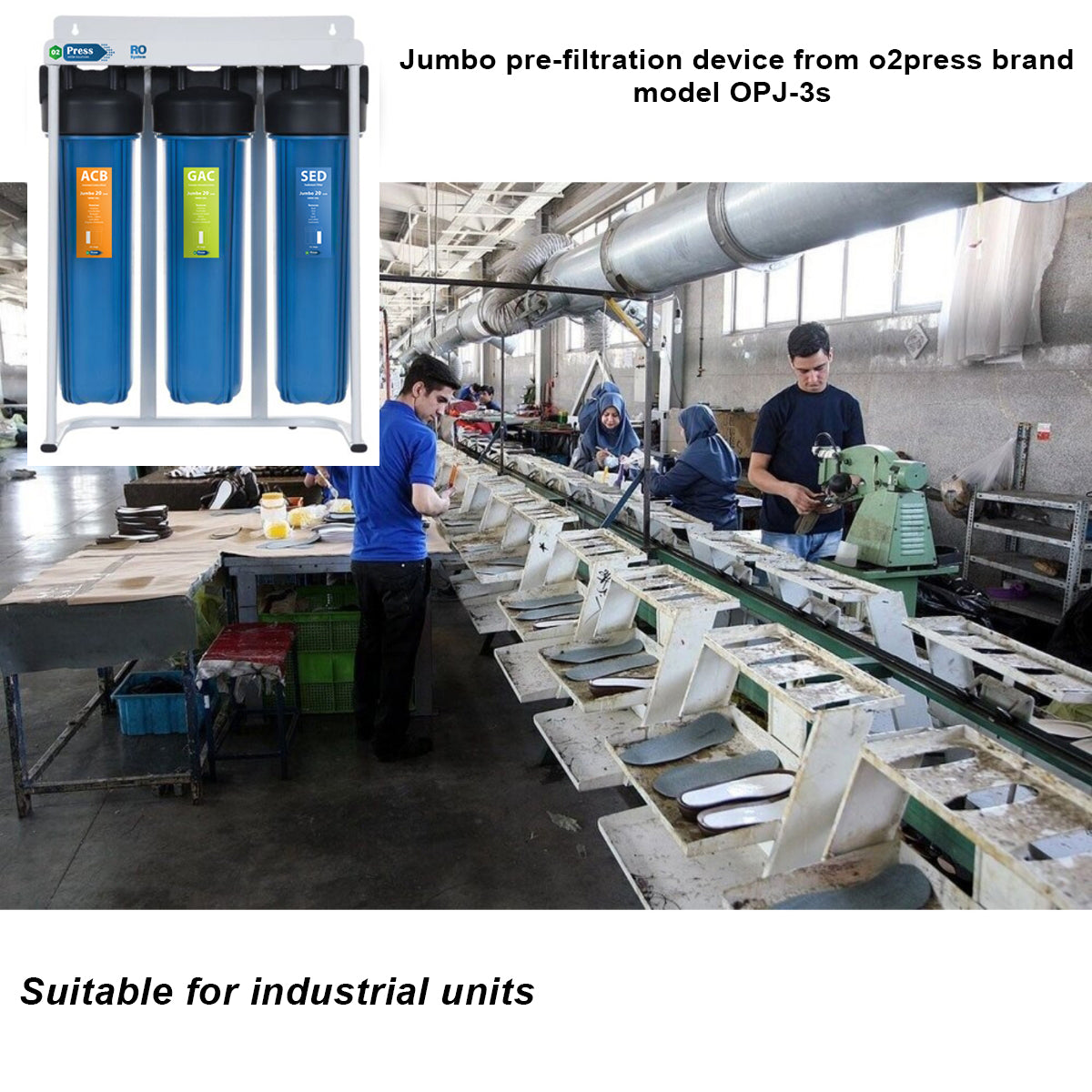 O2press Jumbo 3-Stage Whole House Water Filtration System Blue OPJ-3s